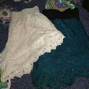 Lot of 2 crocheted pull up shorts